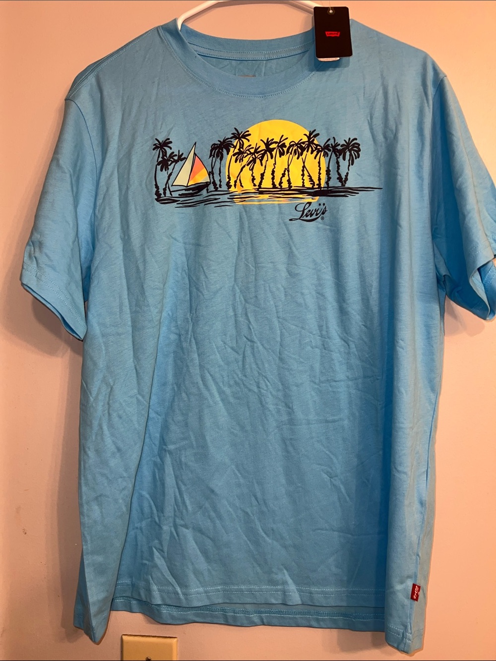 Levi's Light Blue Short-Sleeve Tee with Sunset Palm Graphic